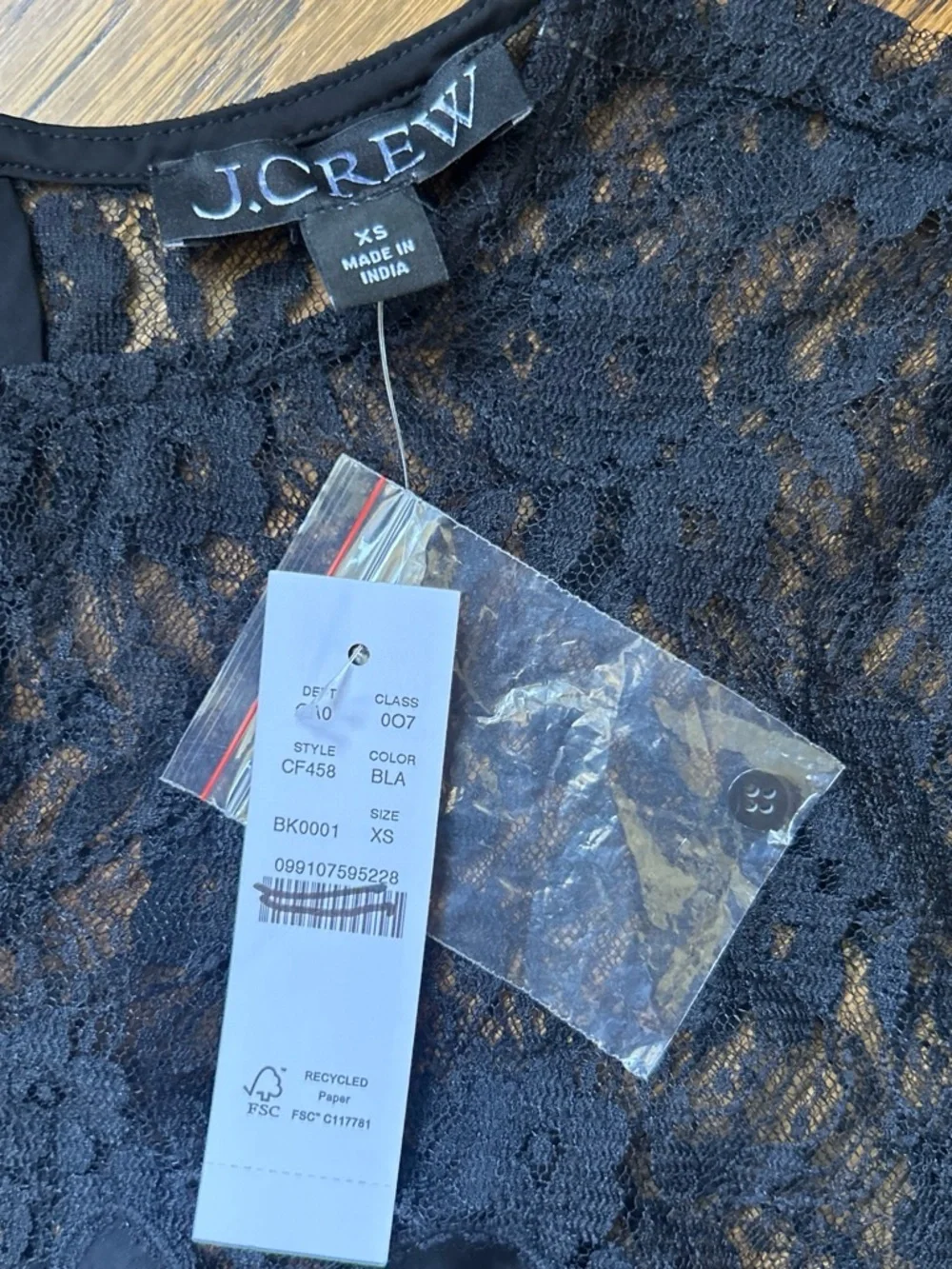 NWT J. Crew Black Satin and Lace Cap Sleeve Sleeve Top